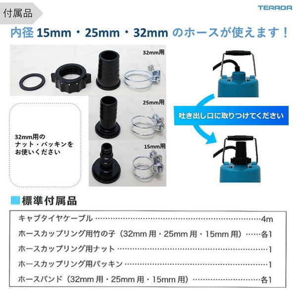 ファミリー水中ポンプ 汚水 50Hz/60Hz SP-150BNL 寺田ポンプ